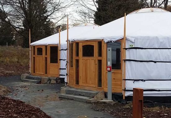 White covered yurts