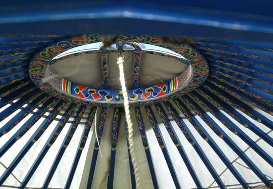 Blue yurt inside
